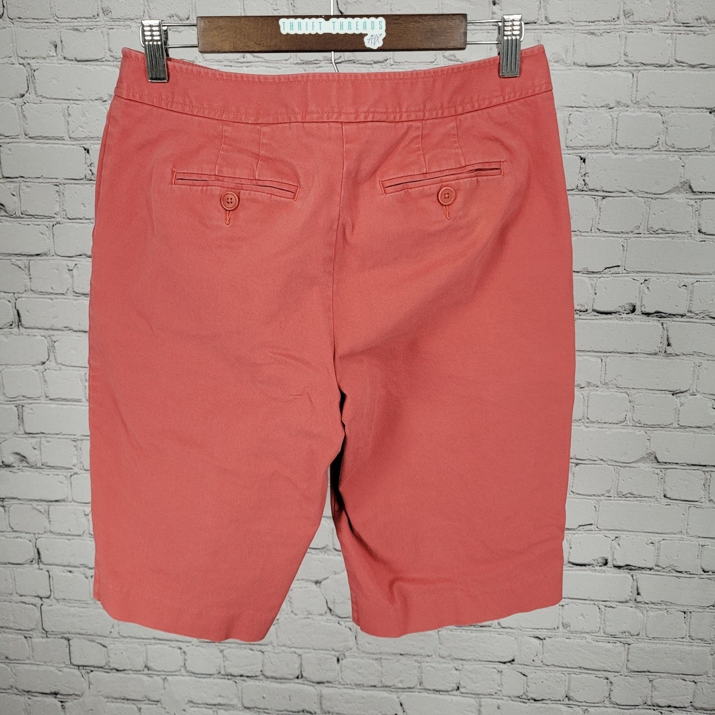 Talbots Pink Cotton Stretch Mid Rise Chino Bermuda Shorts Size 6 (28x12.5)