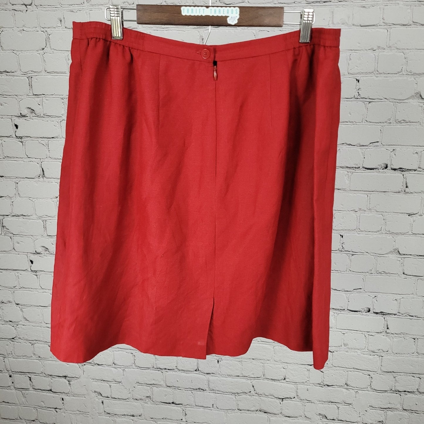 Amanda Smith Red Linen Blend Back Slit Lined Straight Skirt Size 18W (33x21.5)