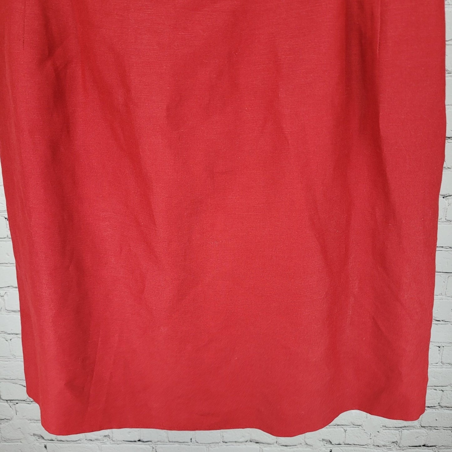 Amanda Smith Red Linen Blend Back Slit Lined Straight Skirt Size 18W (33x21.5)