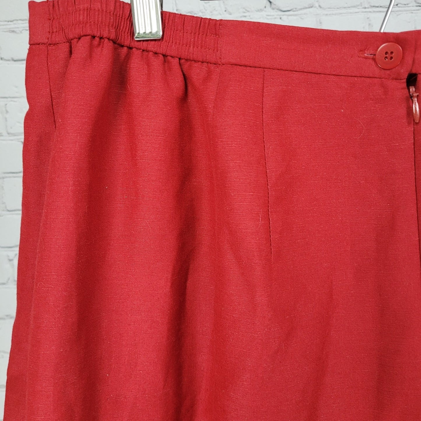 Amanda Smith Red Linen Blend Back Slit Lined Straight Skirt Size 18W (33x21.5)