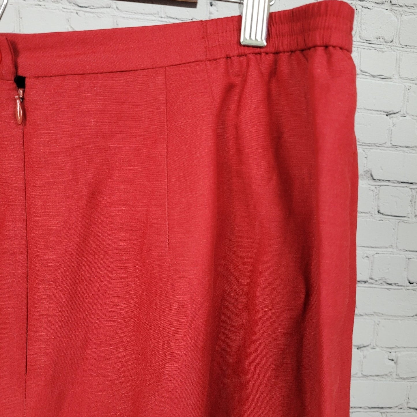 Amanda Smith Red Linen Blend Back Slit Lined Straight Skirt Size 18W (33x21.5)