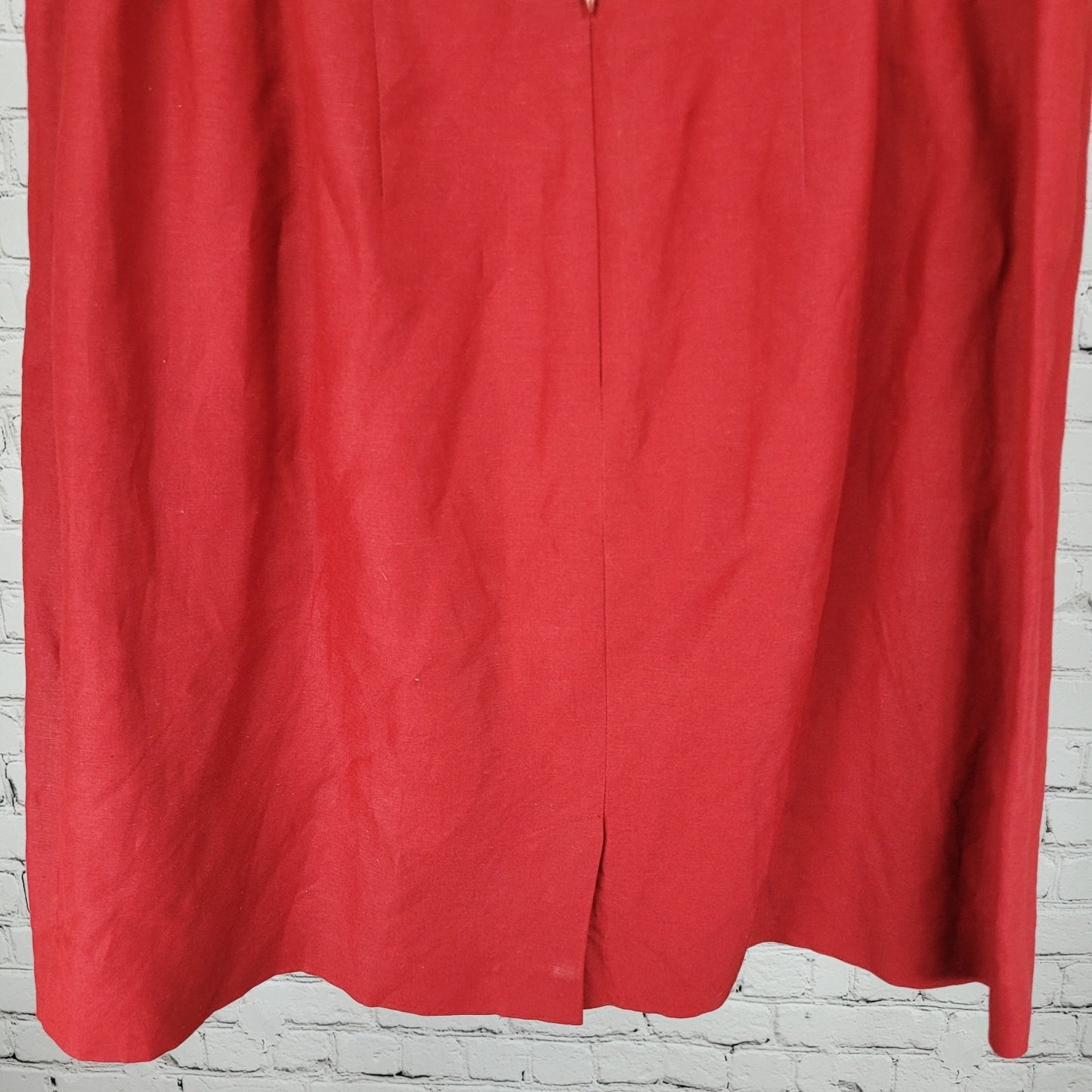 Amanda Smith Red Linen Blend Back Slit Lined Straight Skirt Size 18W (33x21.5)