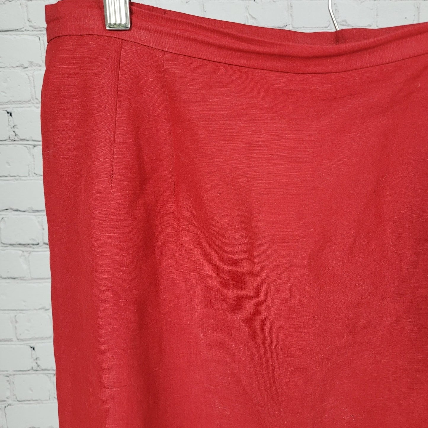Amanda Smith Red Linen Blend Back Slit Lined Straight Skirt Size 18W (33x21.5)