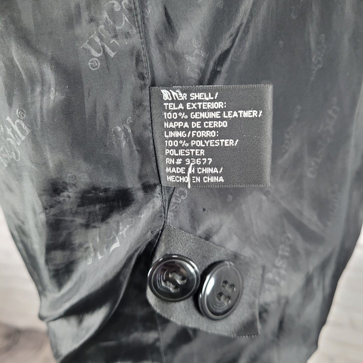East 5th Black Genuine Leather Buttoned Lined Collared Pockets Jacket Size Large
