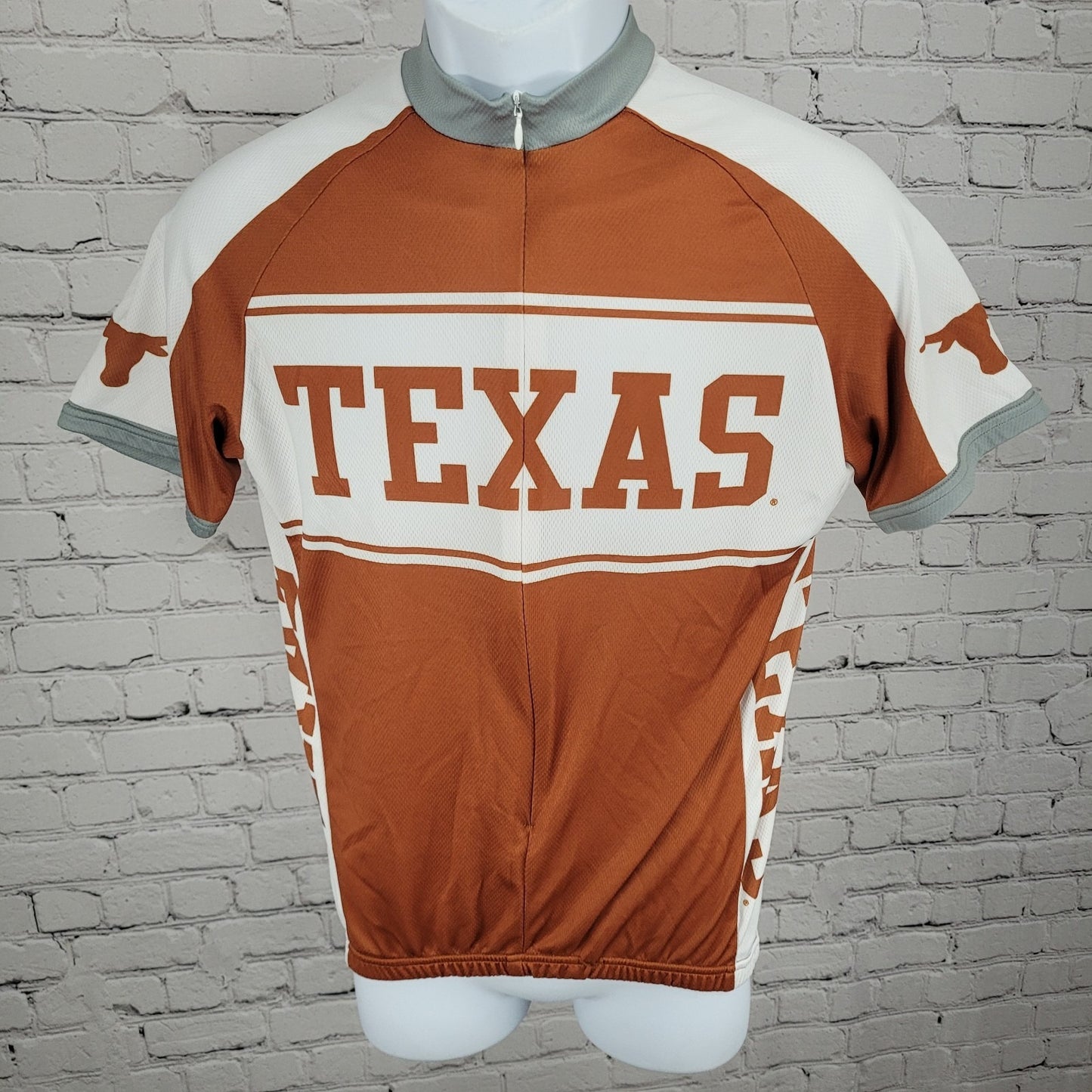 Domino Orange UT Texas Longhorns Bike Cycling 3/4 Zipped Jersey Top Size Small S