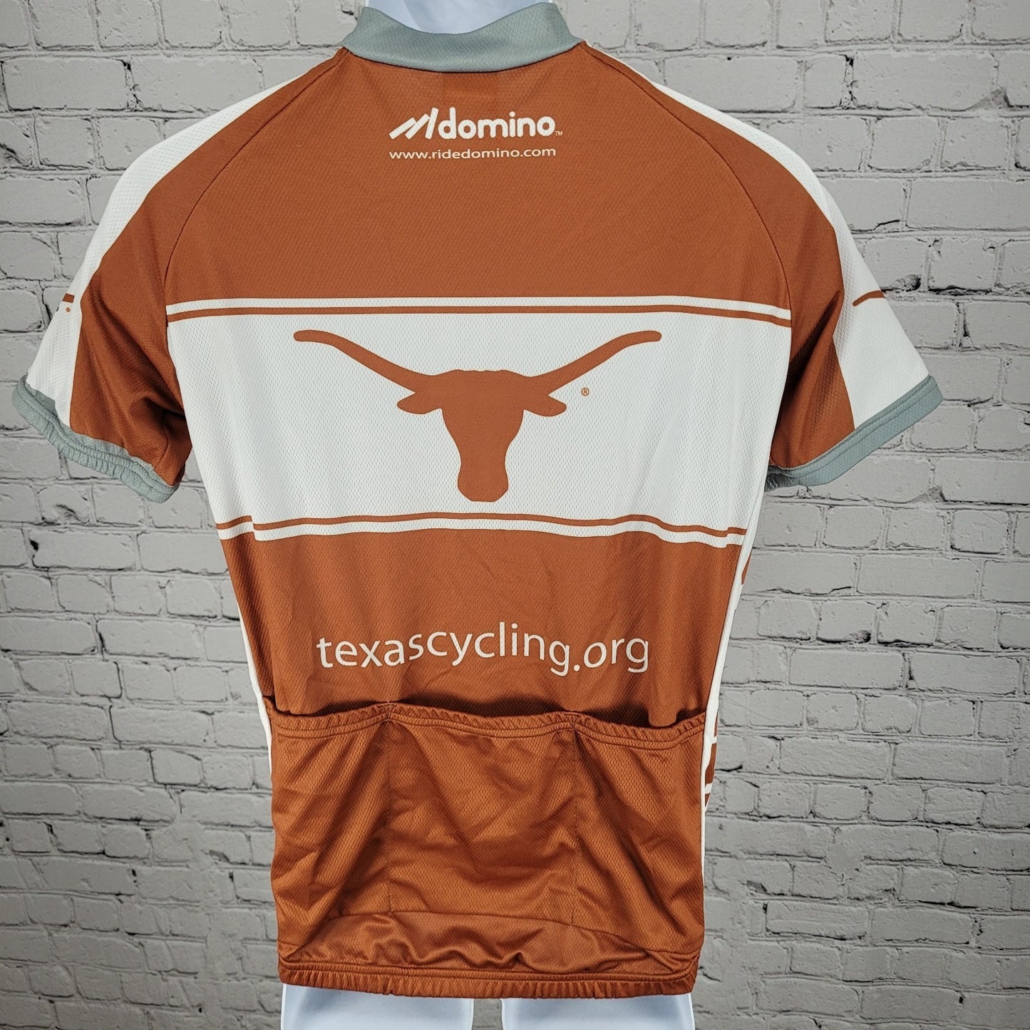 Domino Orange UT Texas Longhorns Bike Cycling 3/4 Zipped Jersey Top Size Small S