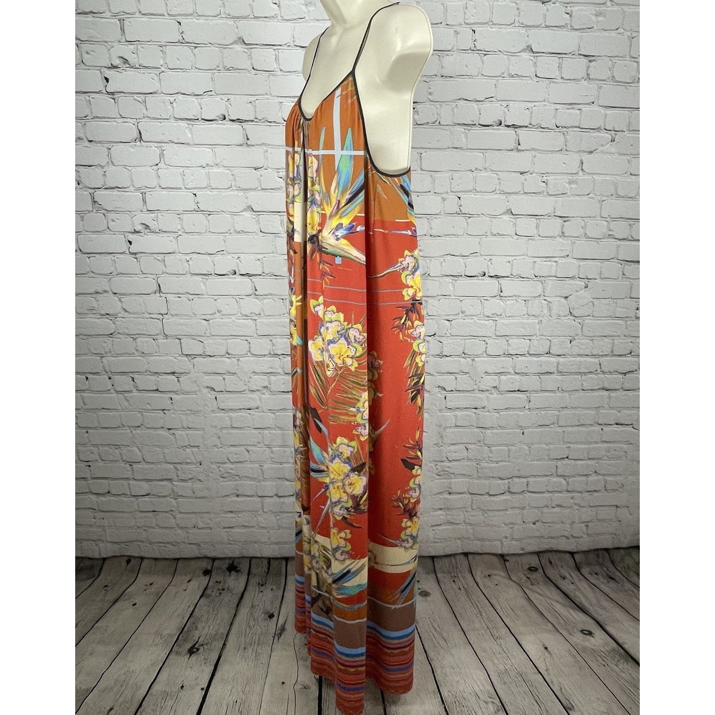 Dream Daily Anthropologie Colorful Aija Tropical Floral Maxi Dress USA Small S