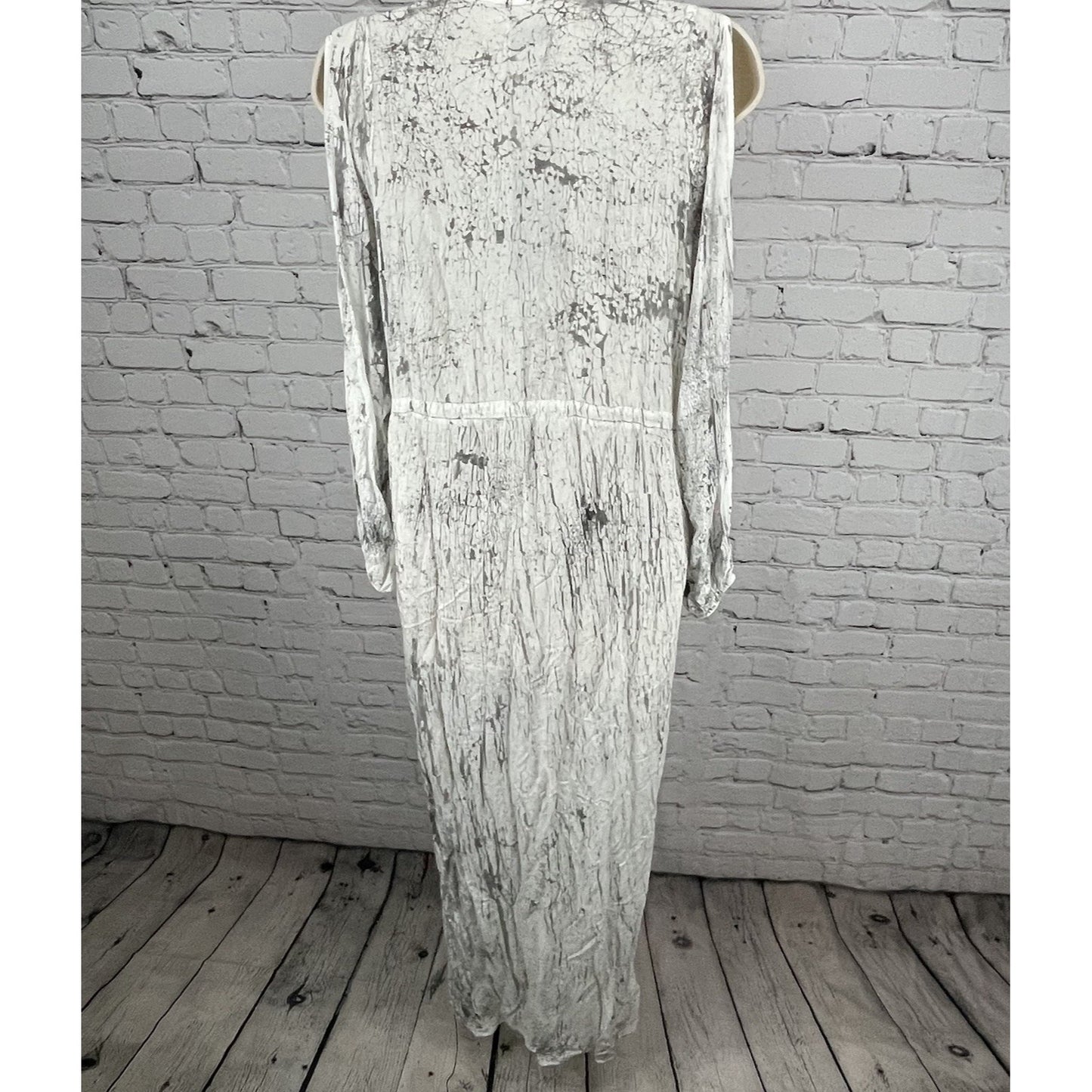 NWD Tina Jo Anthropologie Grey Cold Shoulder Tie Waist Light Maxi Dress USA XS