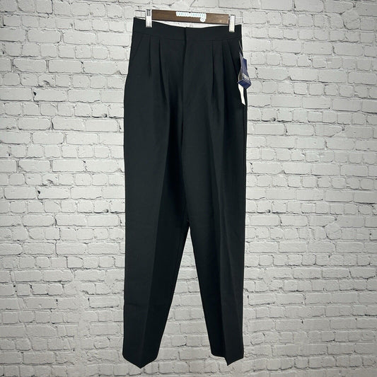 NWT Crest Solid Black USA Made High Waisted Pleated Dress Pants Women’s Size 6