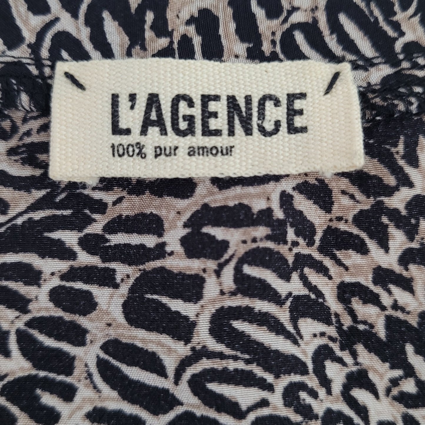 L'Agence Black Print 100% Silk Lightweight Sleeveless Blouse Top Size 2