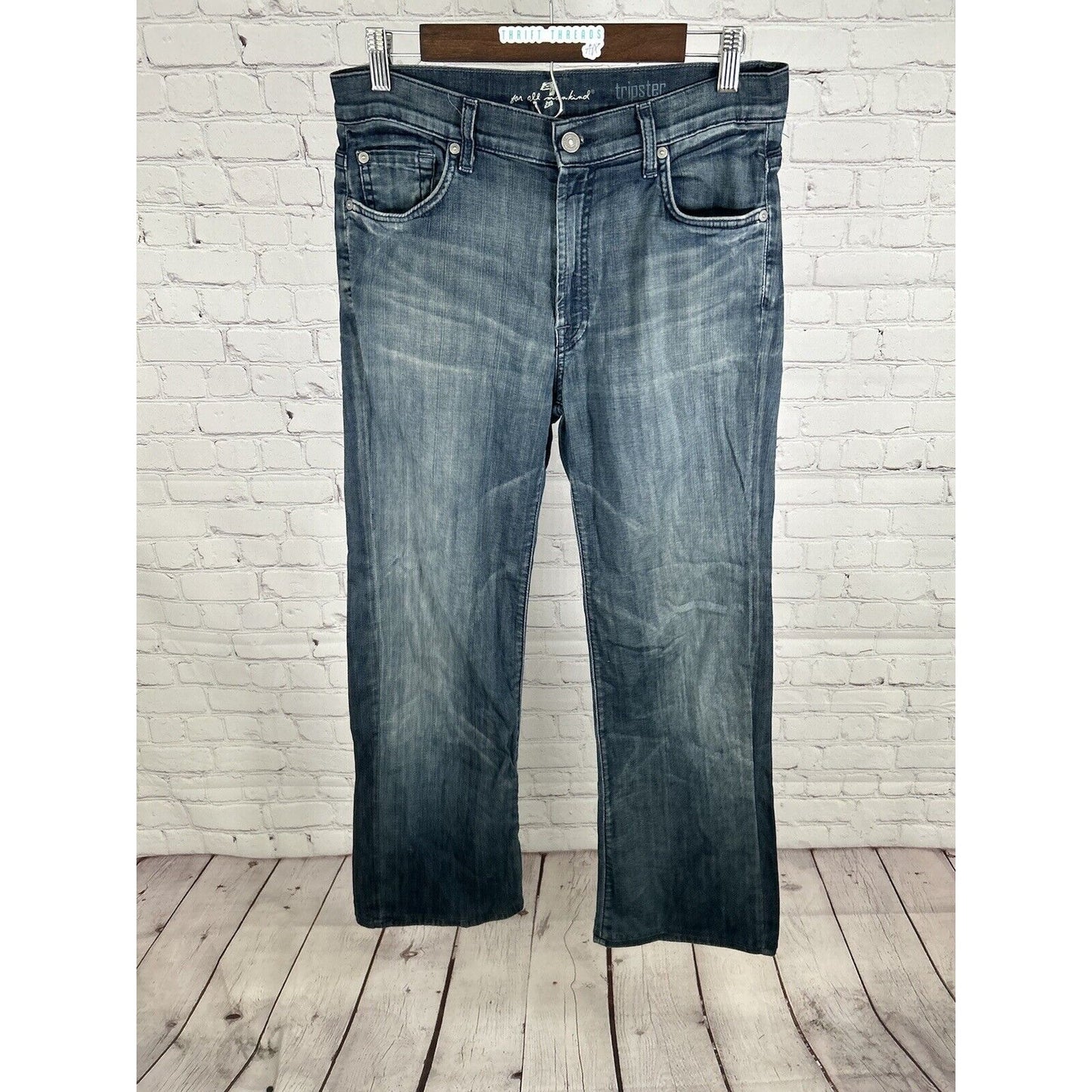 7 For All Mankind Medium Wash Mid Rise Tripster Women’s Jeans 30 (30 x 28)