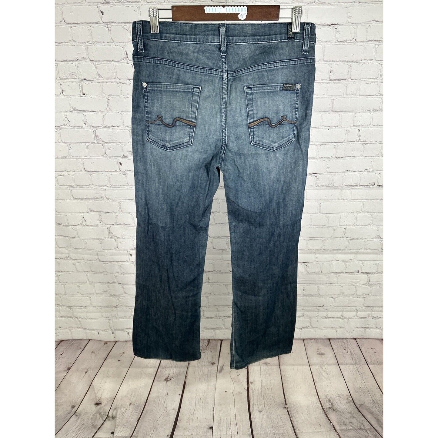 7 For All Mankind Medium Wash Mid Rise Tripster Women’s Jeans 30 (30 x 28)