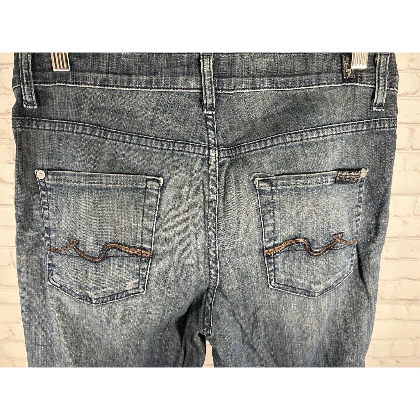 7 For All Mankind Medium Wash Mid Rise Tripster Women’s Jeans 30 (30 x 28)