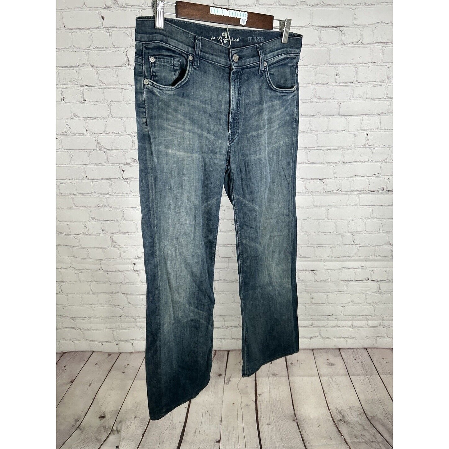 7 For All Mankind Medium Wash Mid Rise Tripster Women’s Jeans 30 (30 x 28)