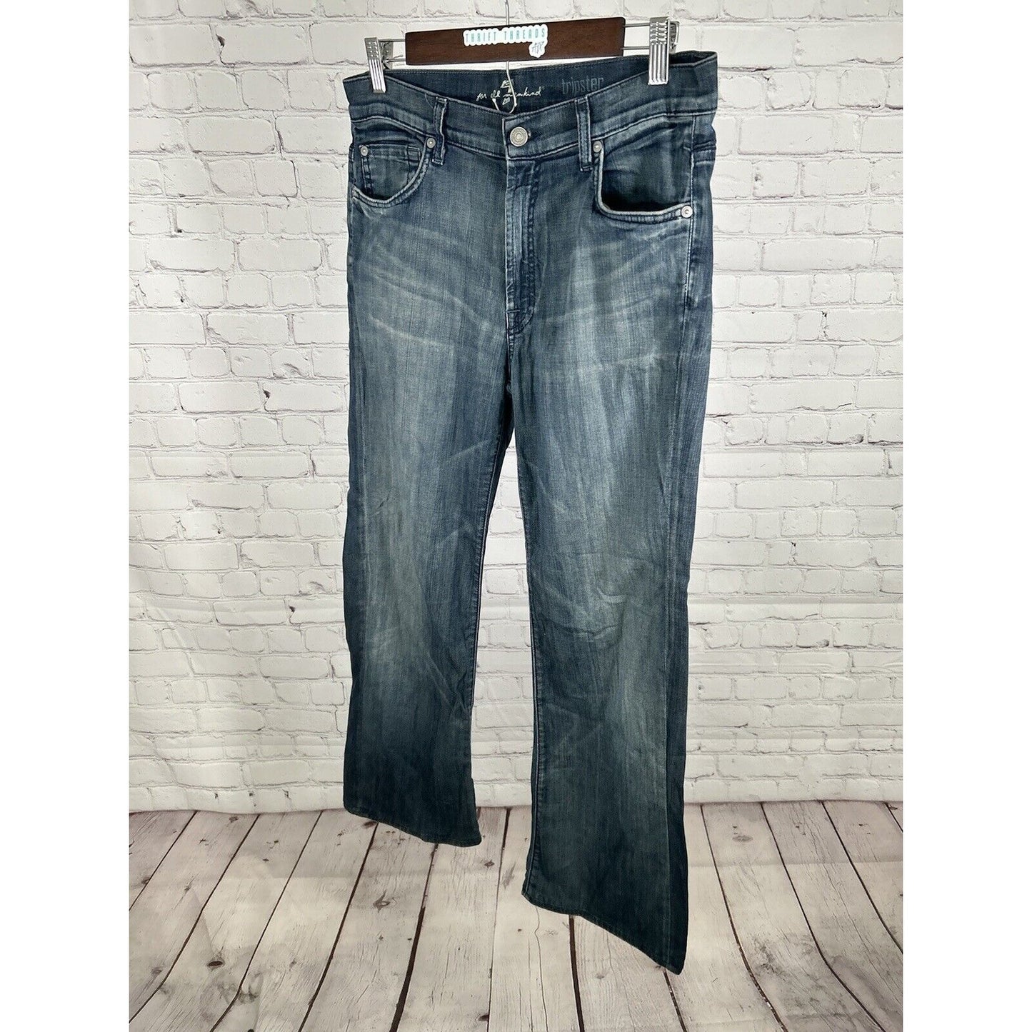 7 For All Mankind Medium Wash Mid Rise Tripster Women’s Jeans 30 (30 x 28)