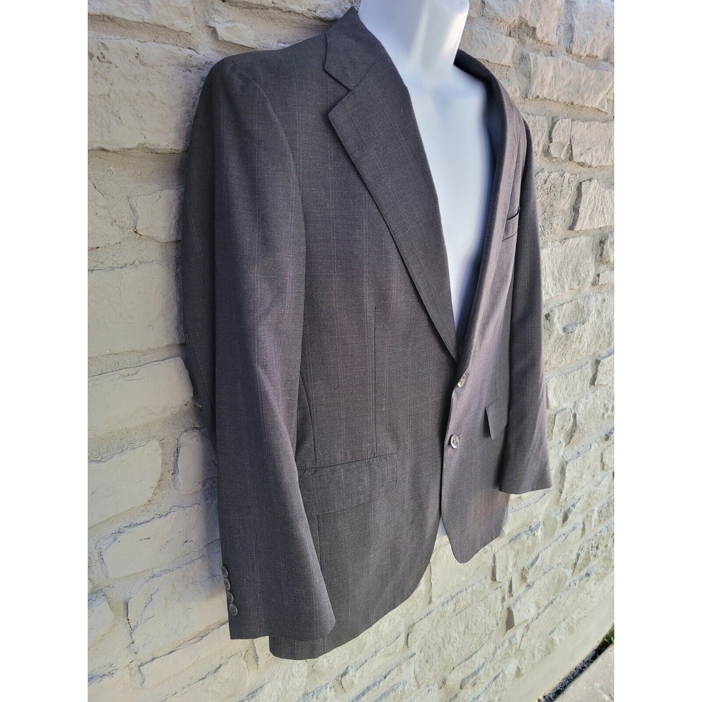 Chaps Ralph Lauren Vintage 2 Button Sport Coat Jacket Pin Stripe Made In USA 42R