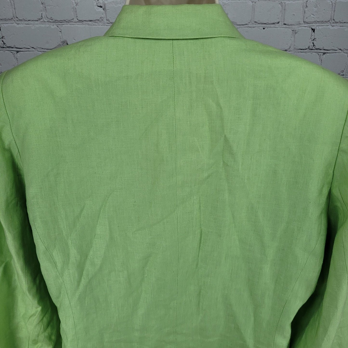 LL Bean Green 100% Linen 2 Button Notch Ventless Lined Blazer Suit Jacket 12R