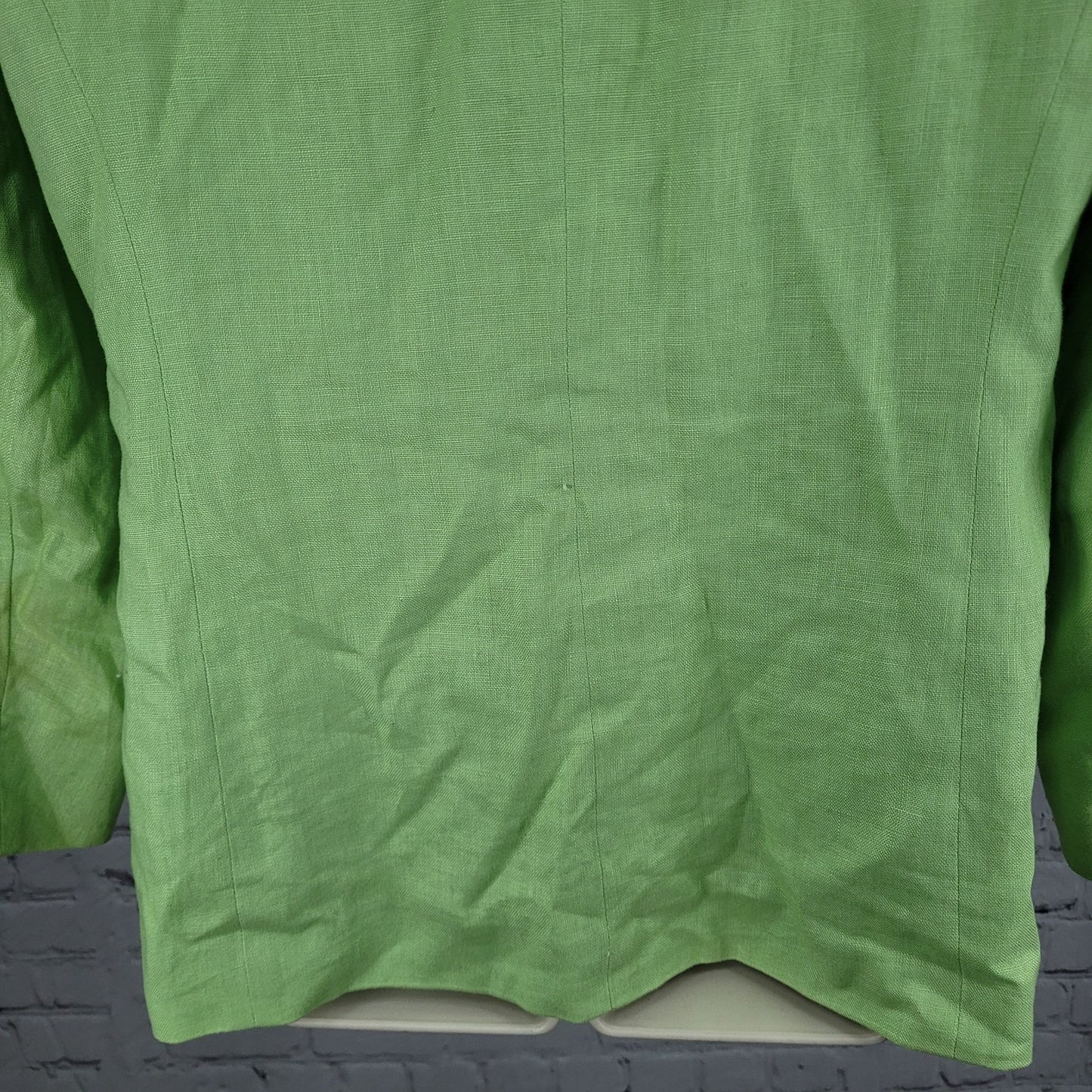 LL Bean Green 100% Linen 2 Button Notch Ventless Lined Blazer Suit Jacket 12R