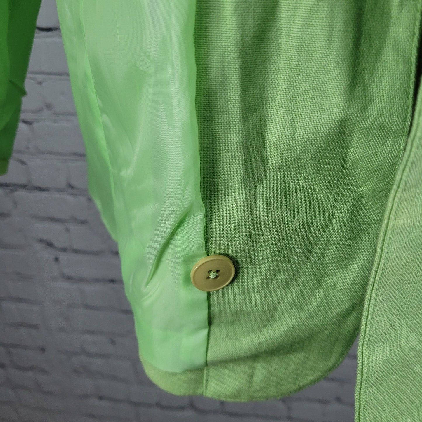 LL Bean Green 100% Linen 2 Button Notch Ventless Lined Blazer Suit Jacket 12R