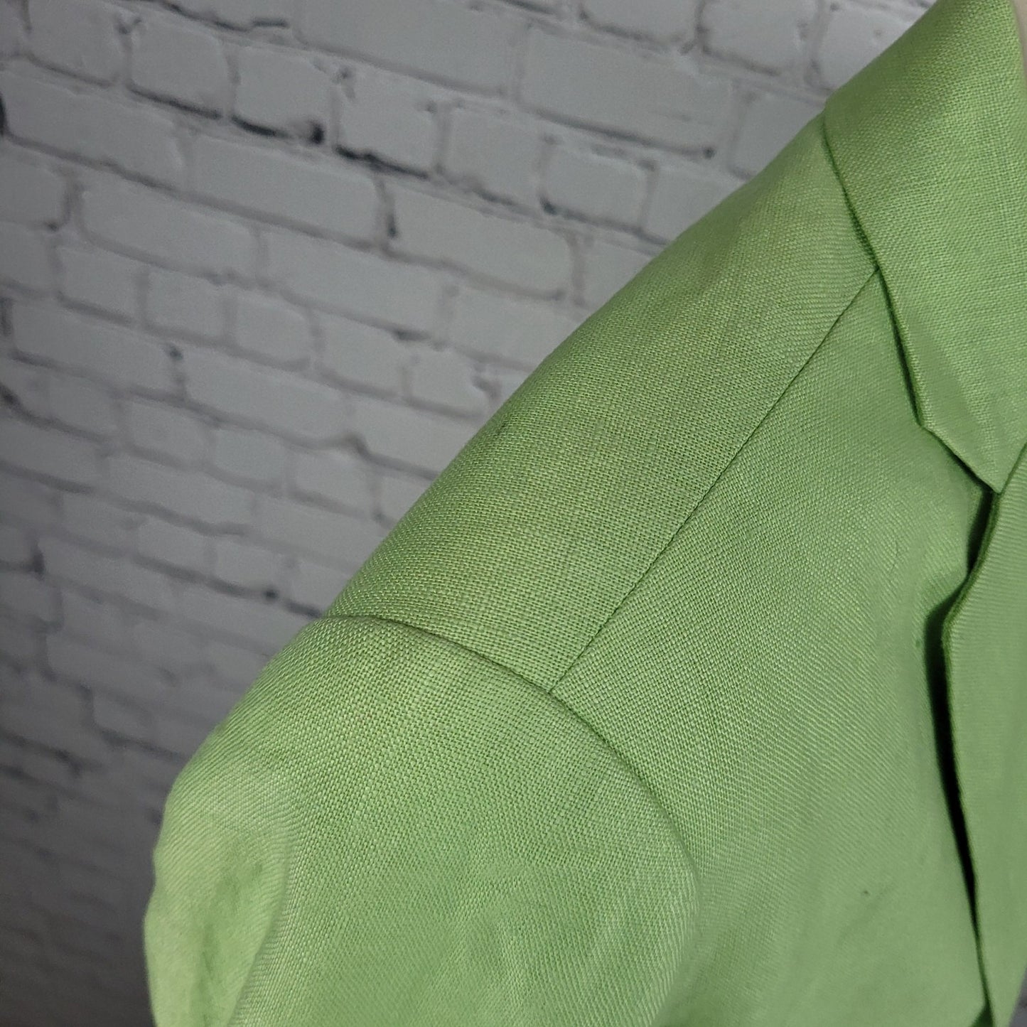 LL Bean Green 100% Linen 2 Button Notch Ventless Lined Blazer Suit Jacket 12R