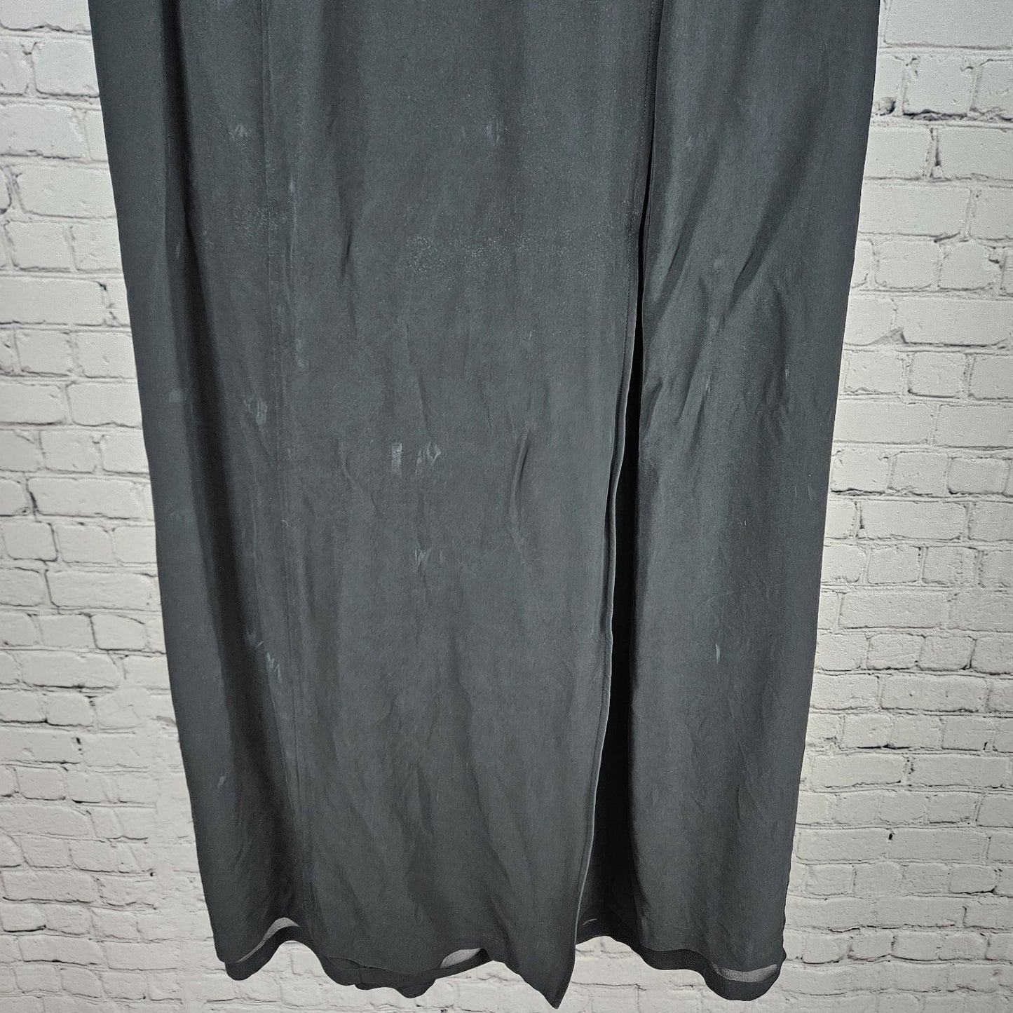 VTG Banana Republic Black 100% Silk Wrap Buttoned Lined Straight Long Skirt 12