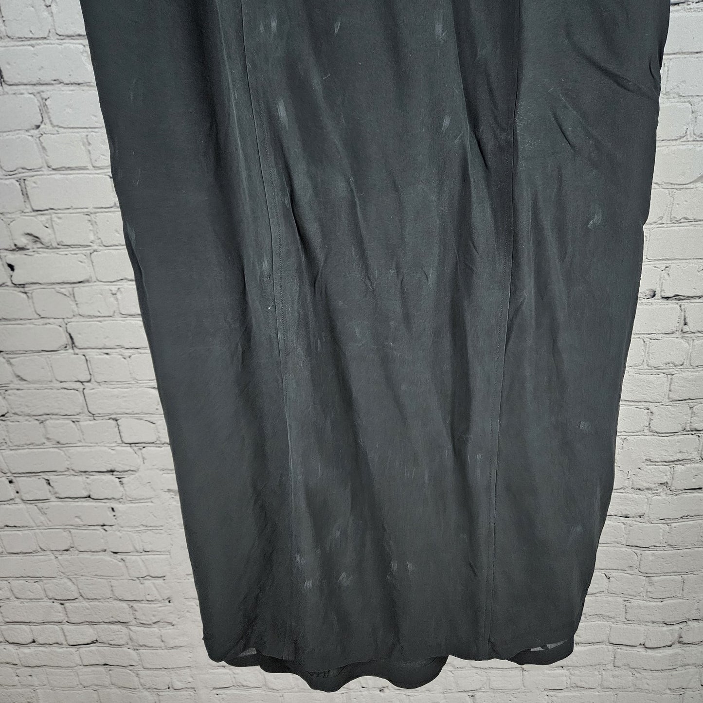 VTG Banana Republic Black 100% Silk Wrap Buttoned Lined Straight Long Skirt 12