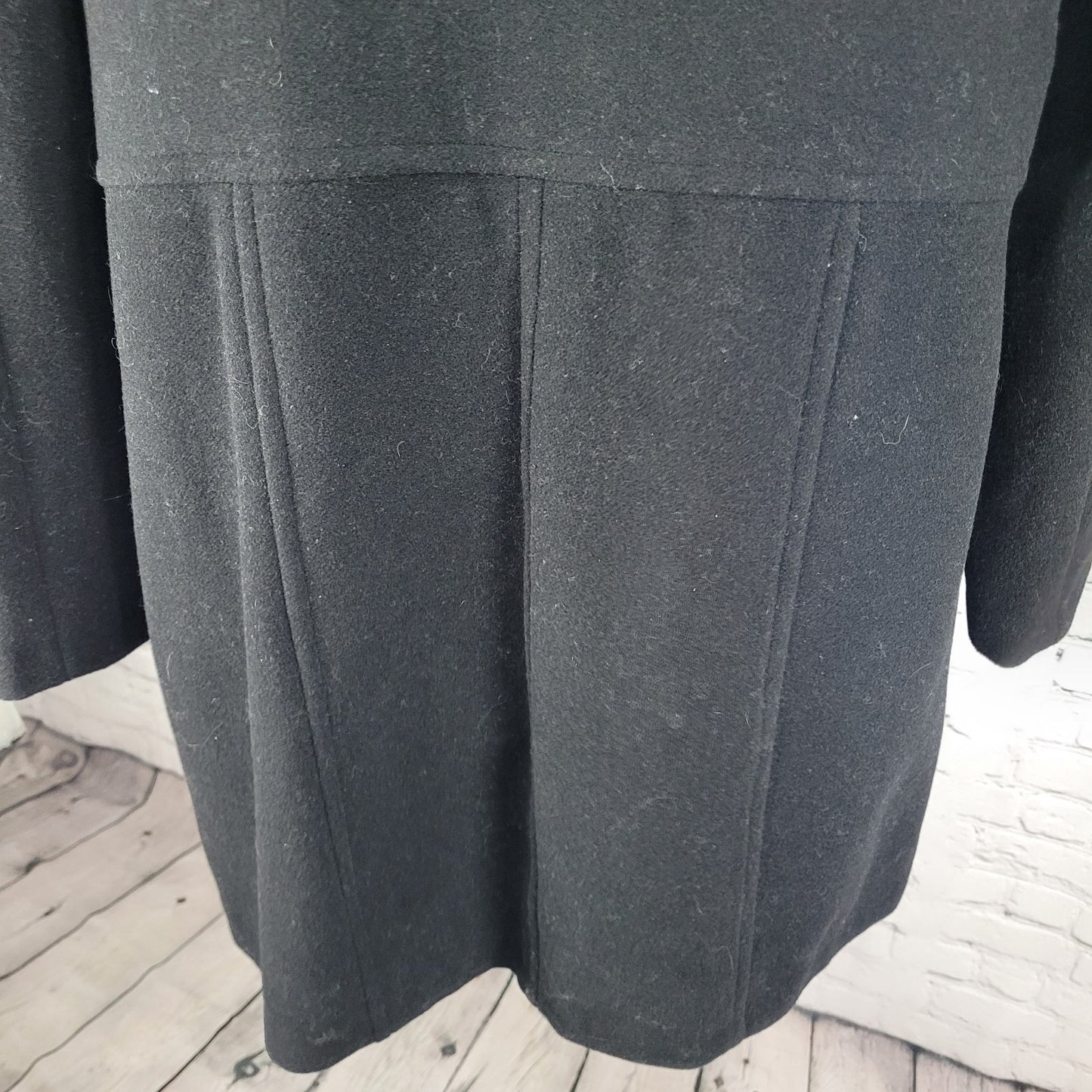 Marc New York Andrew Marc Black Wool Blend Buttoned Pockets Over Coat Size 10