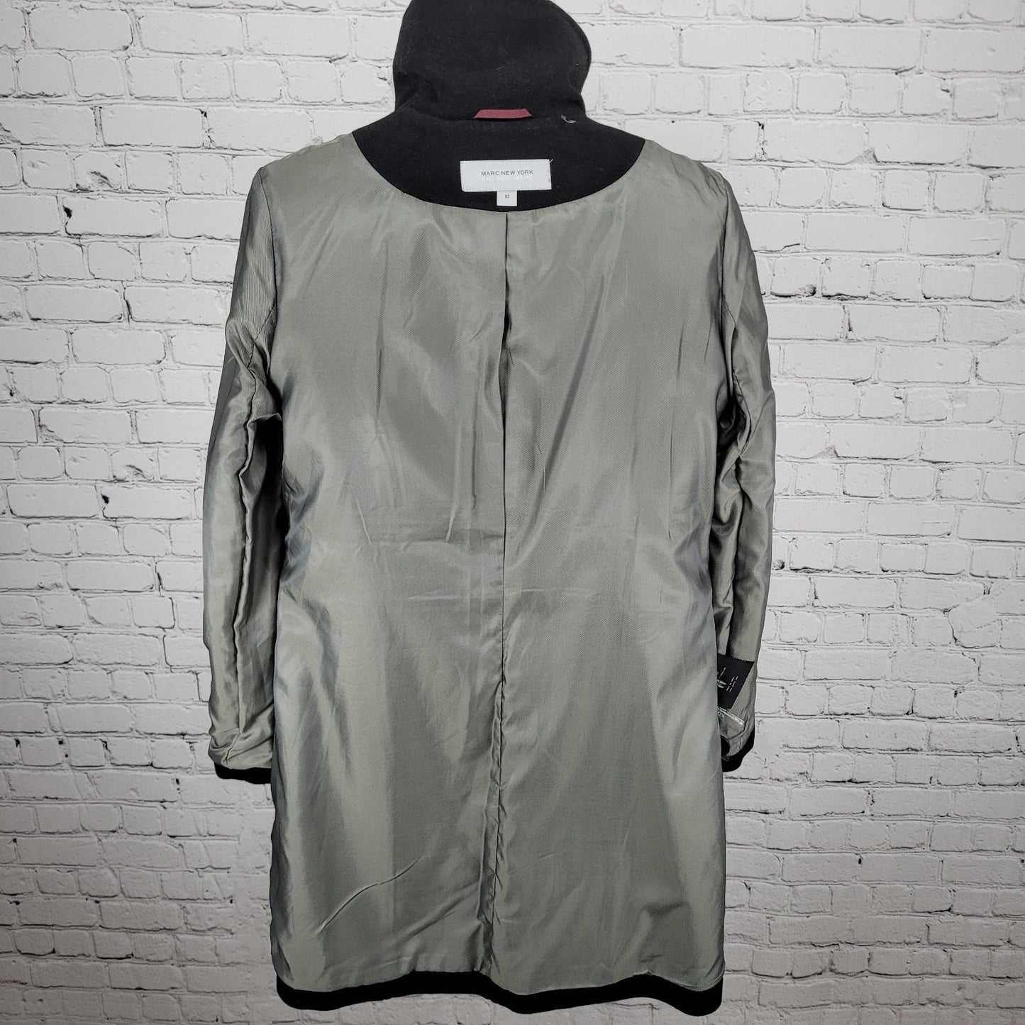 Marc New York Andrew Marc Black Wool Blend Buttoned Pockets Over Coat Size 10