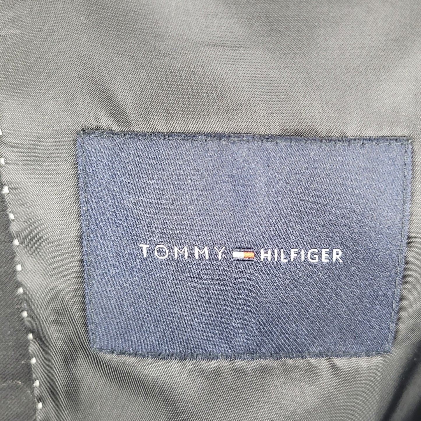 Tommy Hilfiger Black 100% Worsted Wool 2 Button Double Vented Blazer Size 42L
