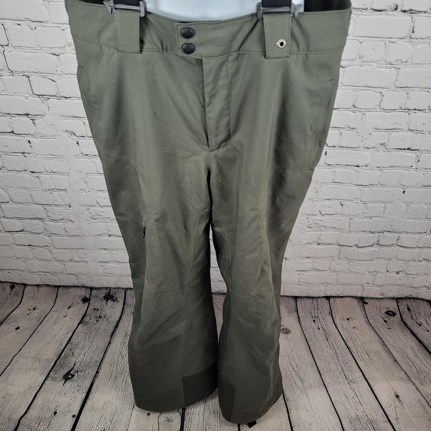 Spyder Green 3M Thinsulate Adjustable Waist Overalls Snow Ski Pants L (36x32)