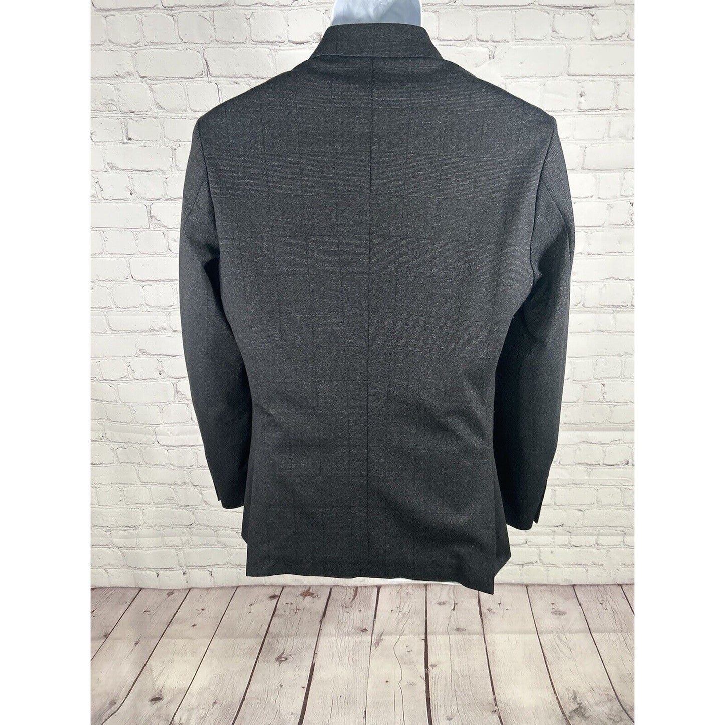 7 Diamonds Black Subtle Check Two Button Paisley Satin Lined Blazer Jacket S EUC