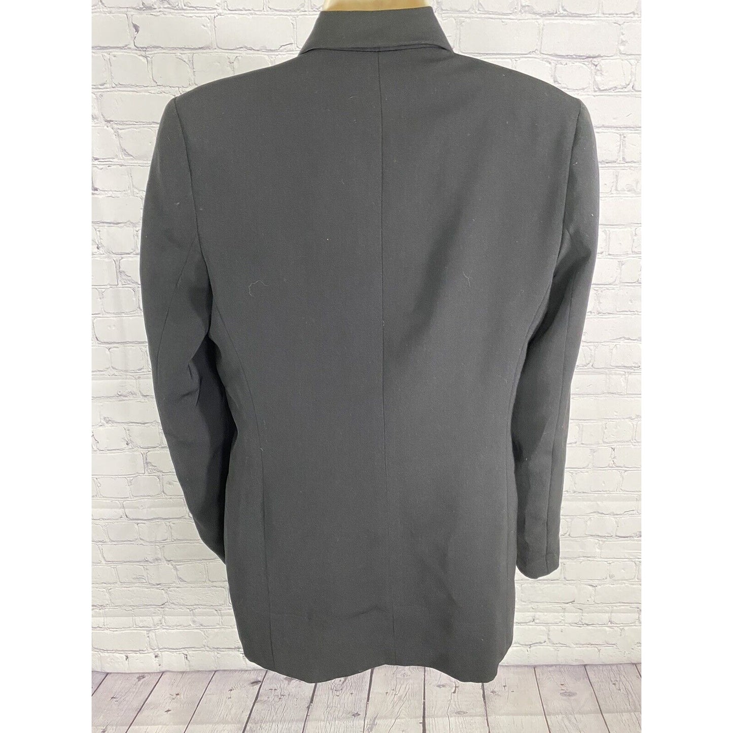 Jo Borkett Corporate Designs Long Solid Black Single Button Blazer Jacket 32