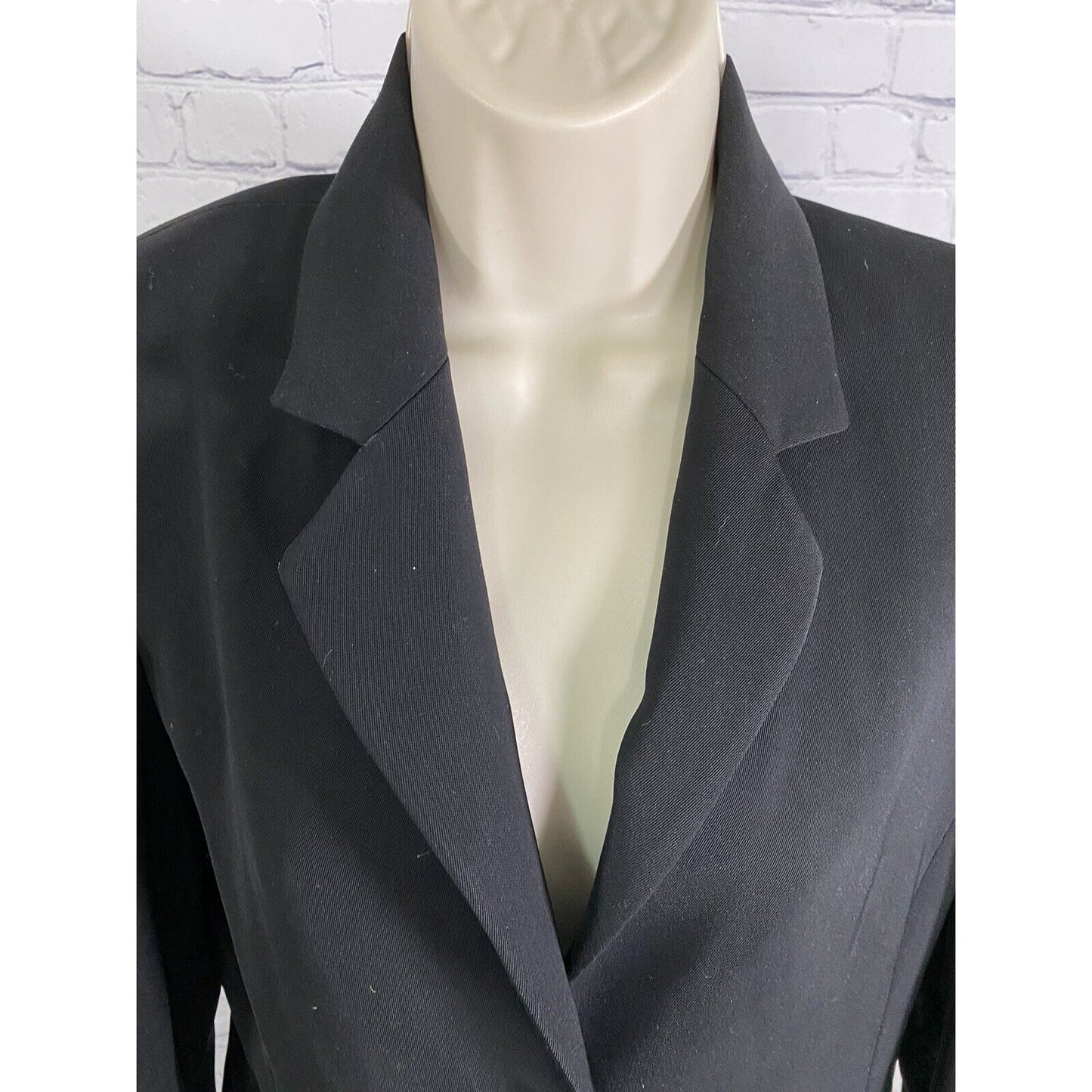 Jo Borkett Corporate Designs Long Solid Black Single Button Blazer Jacket 32