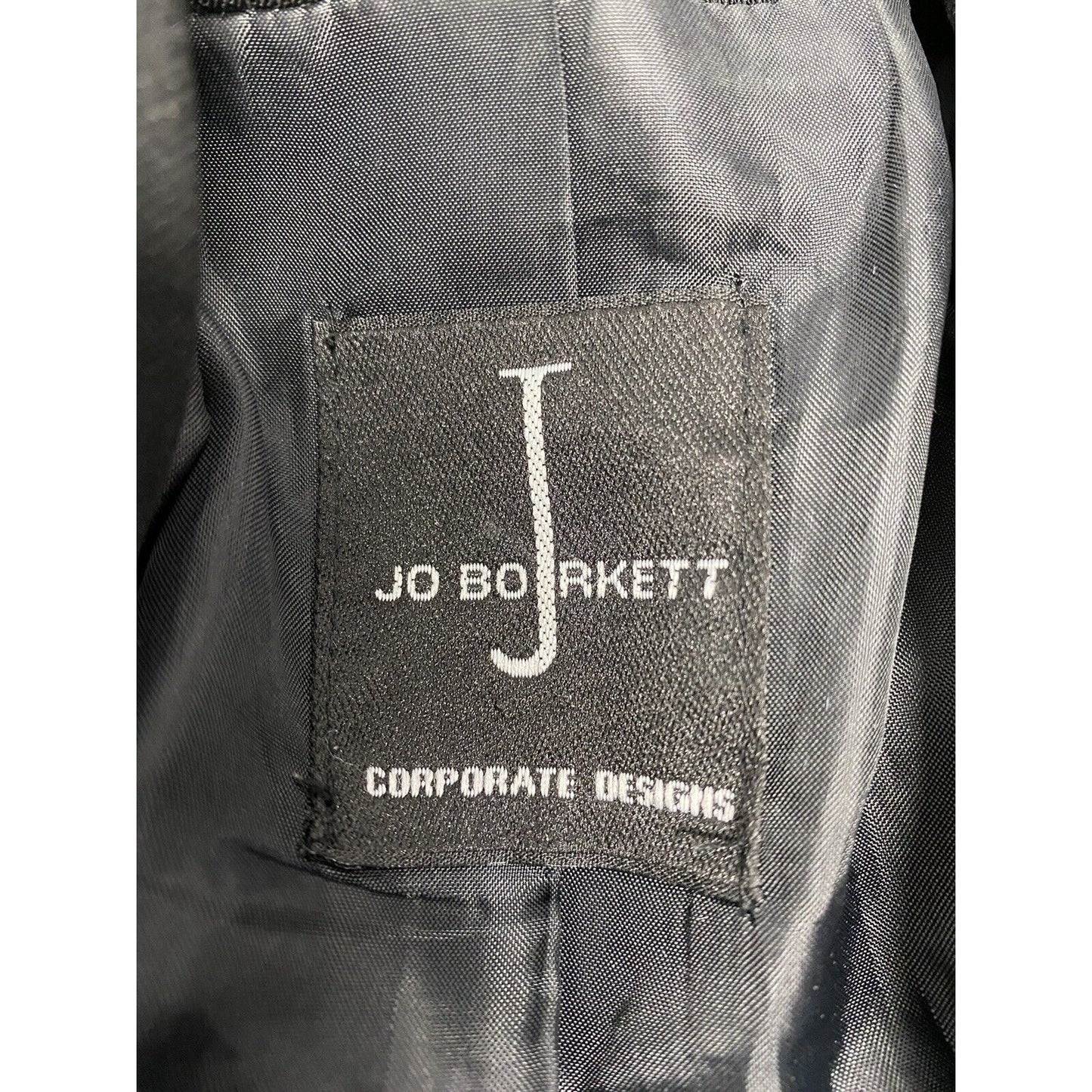 Jo Borkett Corporate Designs Long Solid Black Single Button Blazer Jacket 32