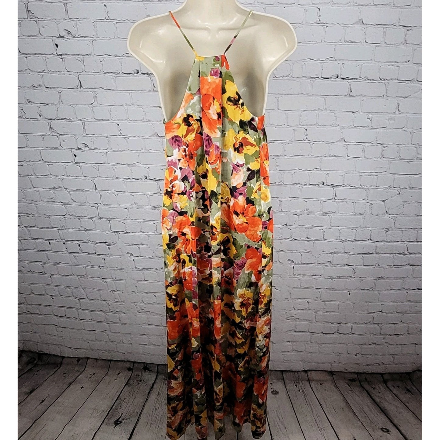 Nicole Miller Multicolor Floral Strappy Lightweight Stretch Maxi Slip Dress XS