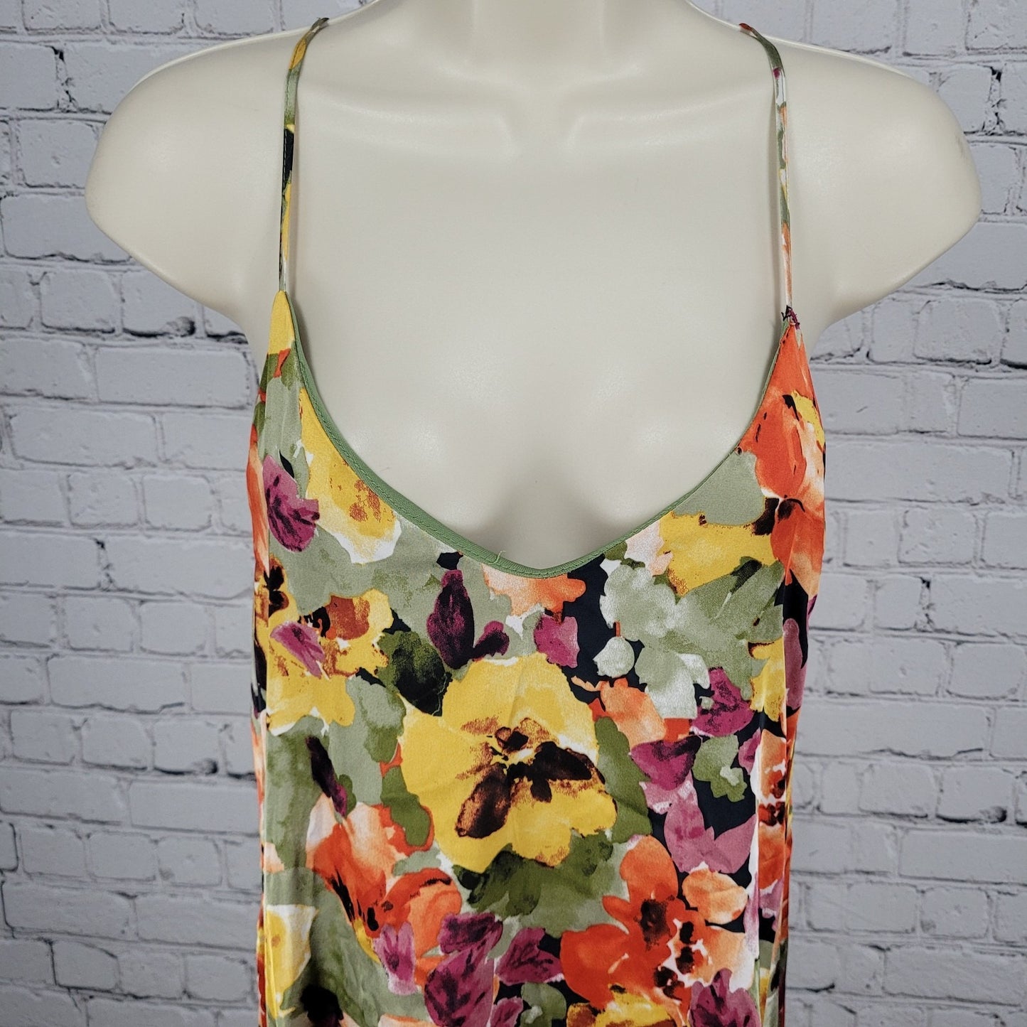 Nicole Miller Multicolor Floral Strappy Lightweight Stretch Maxi Slip Dress XS