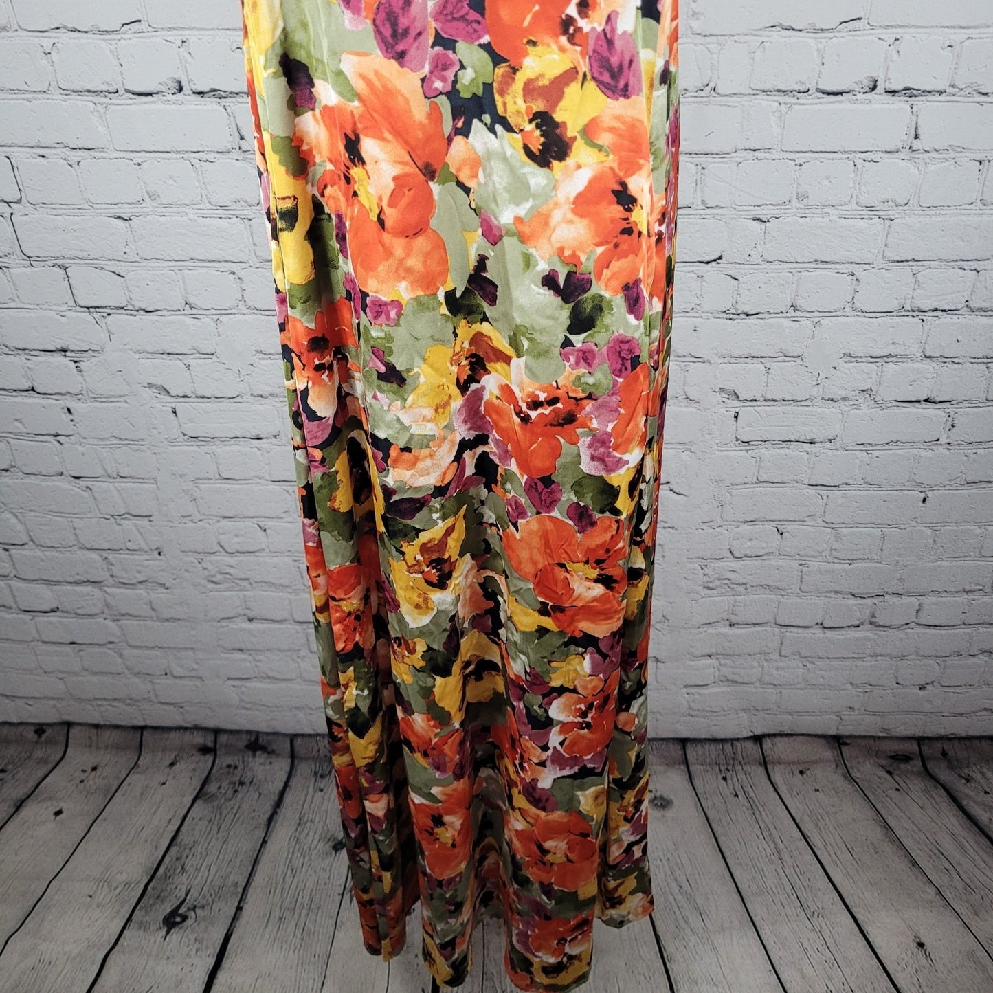 Nicole Miller Multicolor Floral Strappy Lightweight Stretch Maxi Slip Dress XS