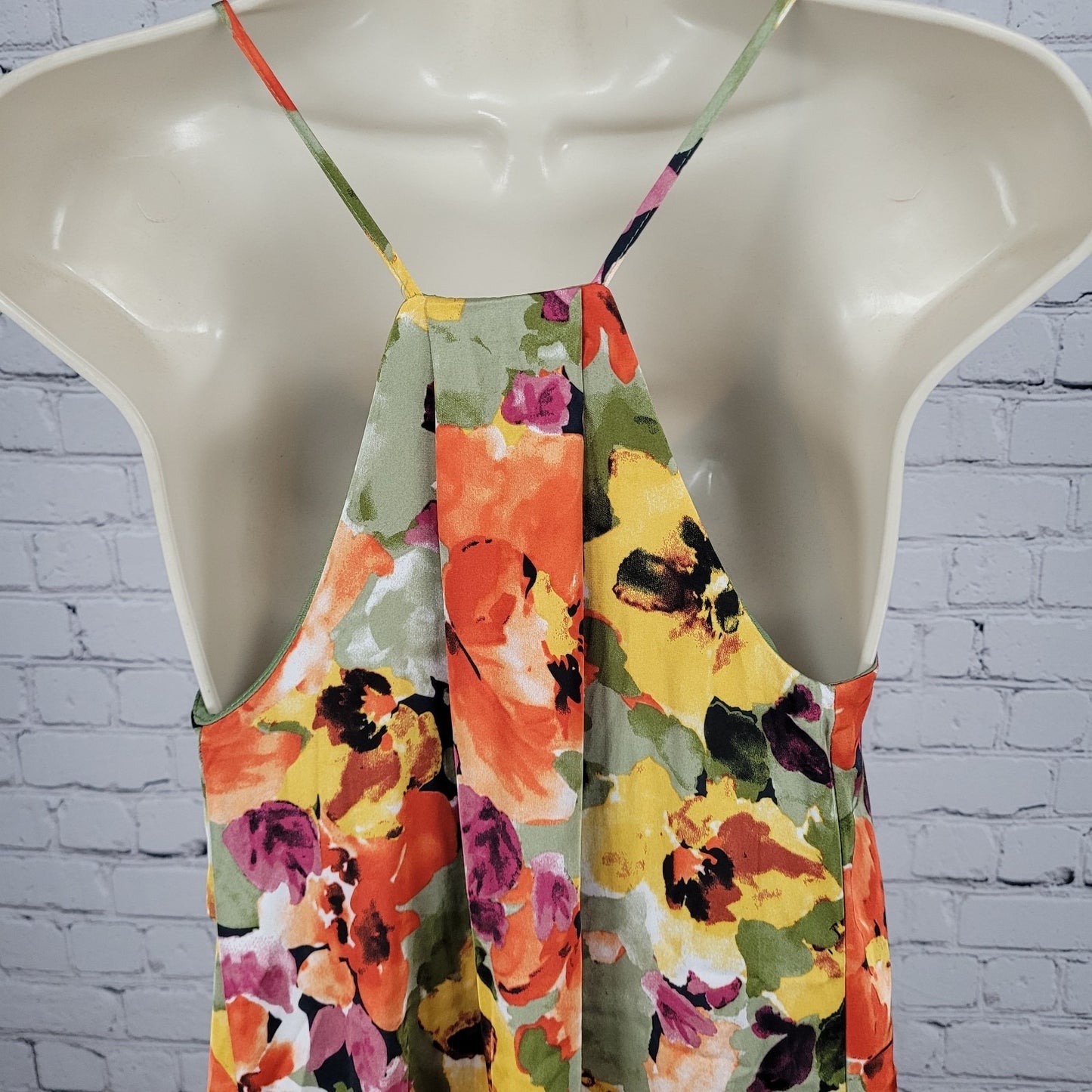 Nicole Miller Multicolor Floral Strappy Lightweight Stretch Maxi Slip Dress XS
