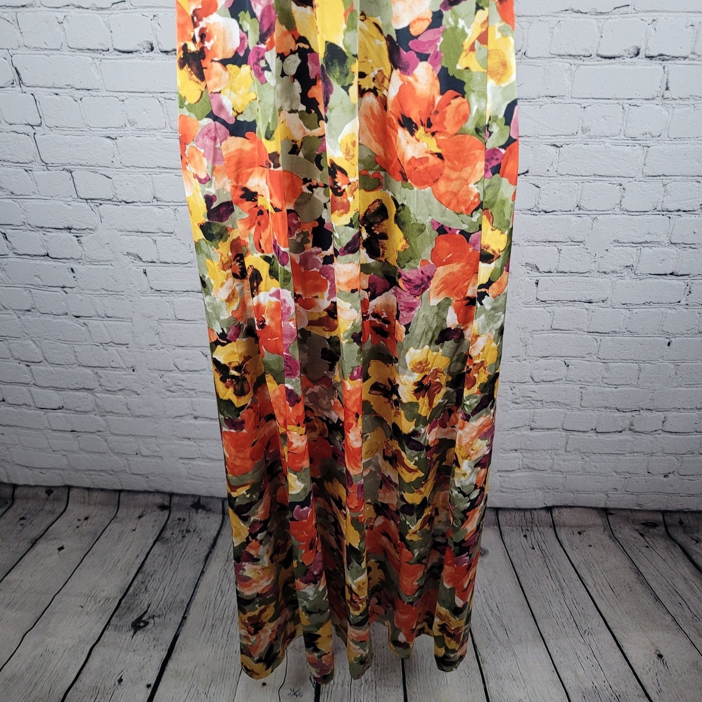 Nicole Miller Multicolor Floral Strappy Lightweight Stretch Maxi Slip Dress XS