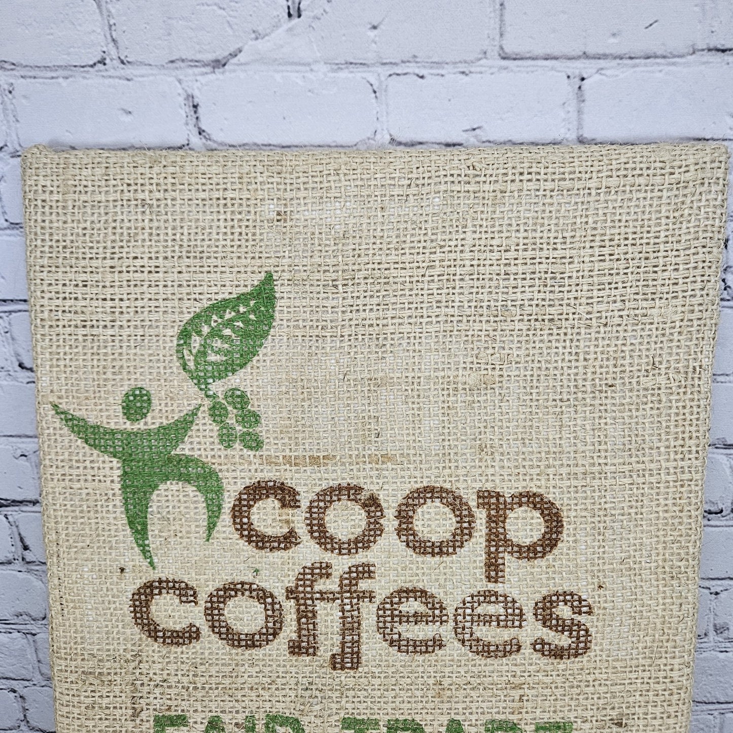 Coop Coffees Authentic Burlap Sack Wrapped Canvas Wood Framed Art 24x18