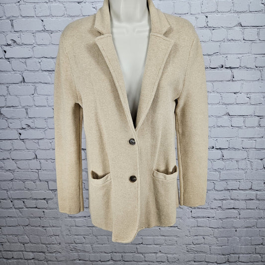 J. Crew Mercantile Tan 100% Cotton Knit Unlined Notch Blazer Jacket Medium M