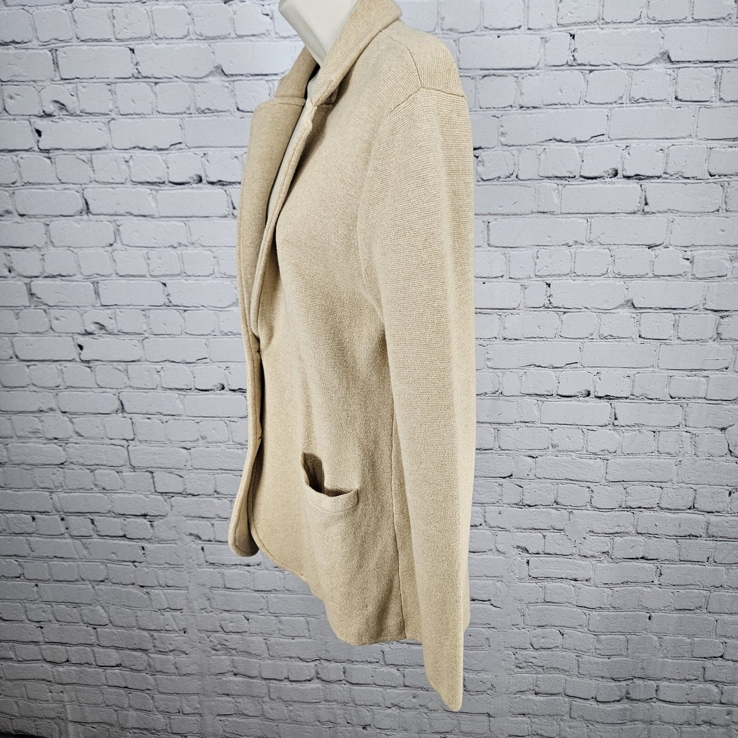 J. Crew Mercantile Tan 100% Cotton Knit Unlined Notch Blazer Jacket Medium M