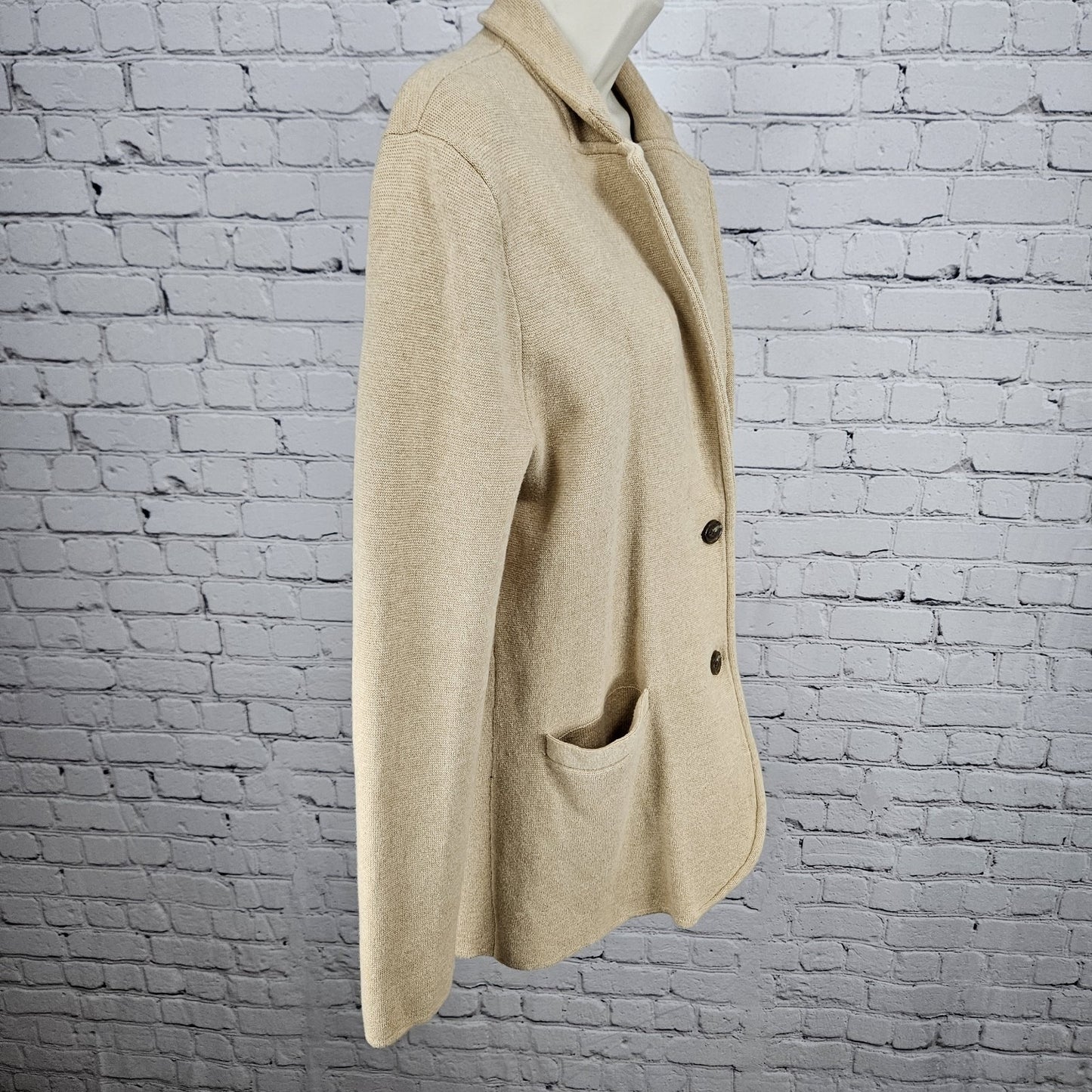 J. Crew Mercantile Tan 100% Cotton Knit Unlined Notch Blazer Jacket Medium M