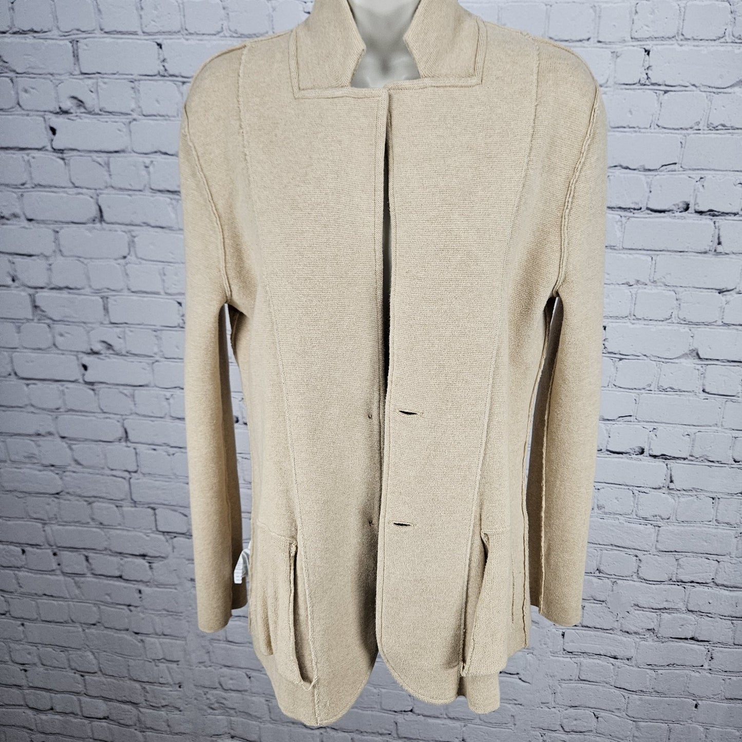 J. Crew Mercantile Tan 100% Cotton Knit Unlined Notch Blazer Jacket Medium M