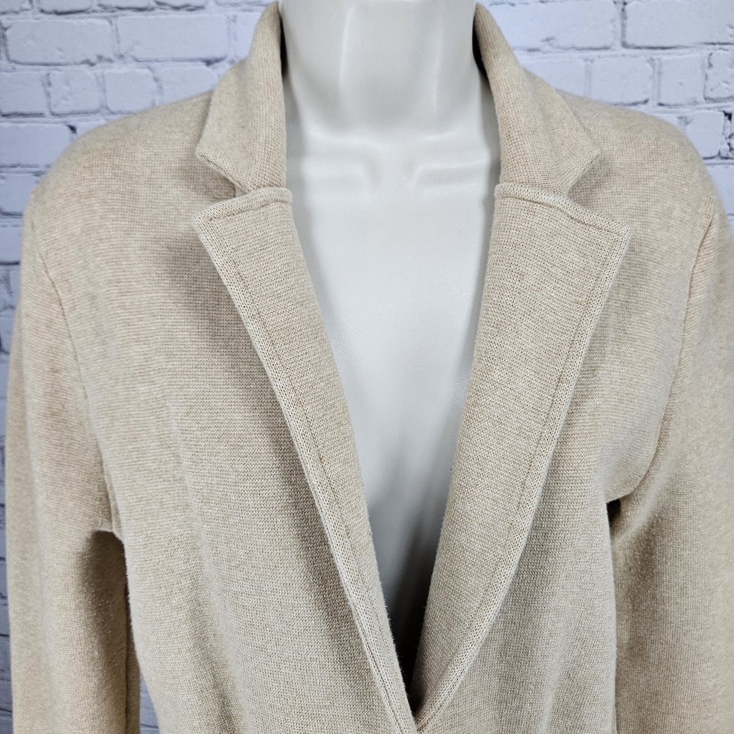 J. Crew Mercantile Tan 100% Cotton Knit Unlined Notch Blazer Jacket Medium M