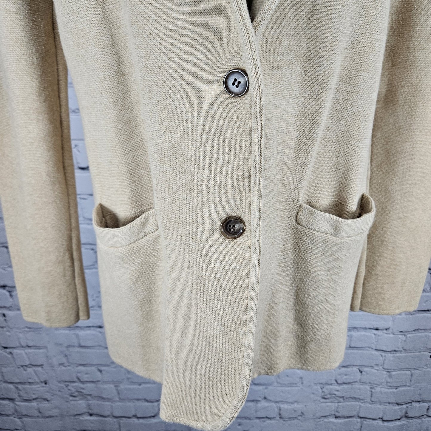 J. Crew Mercantile Tan 100% Cotton Knit Unlined Notch Blazer Jacket Medium M