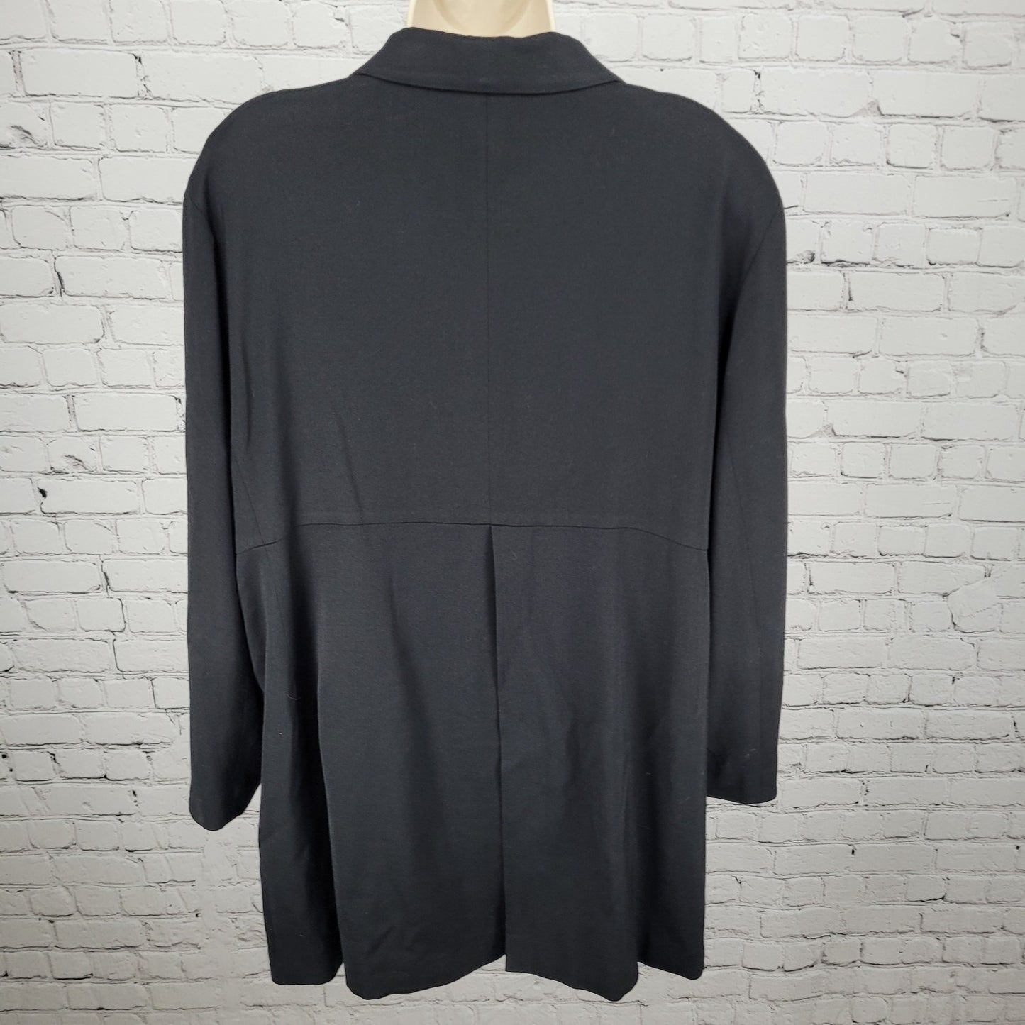 VTG J. Jill Black Wool Blend Stretch Lightweight Buttoned Lined Coat Size 18
