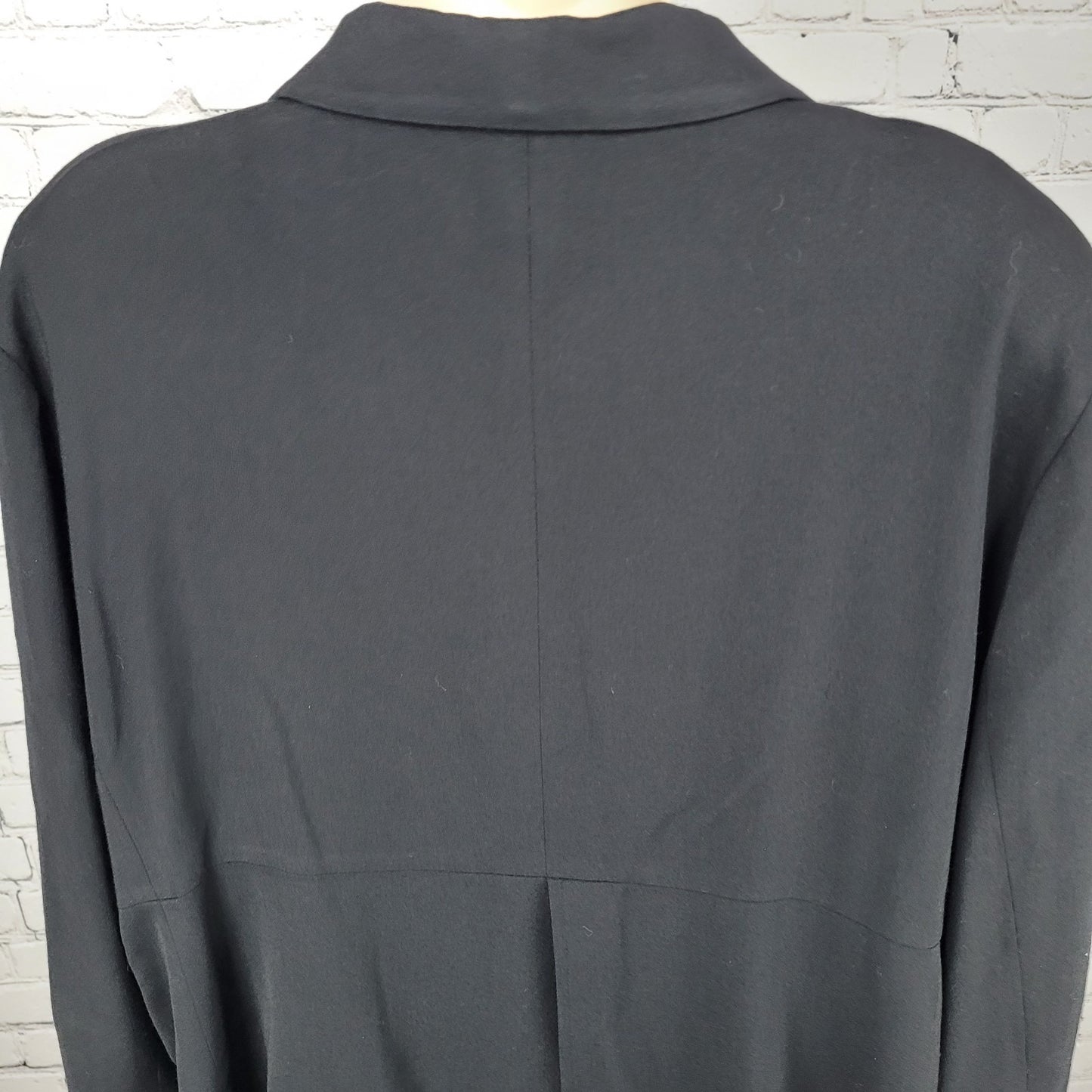 VTG J. Jill Black Wool Blend Stretch Lightweight Buttoned Lined Coat Size 18