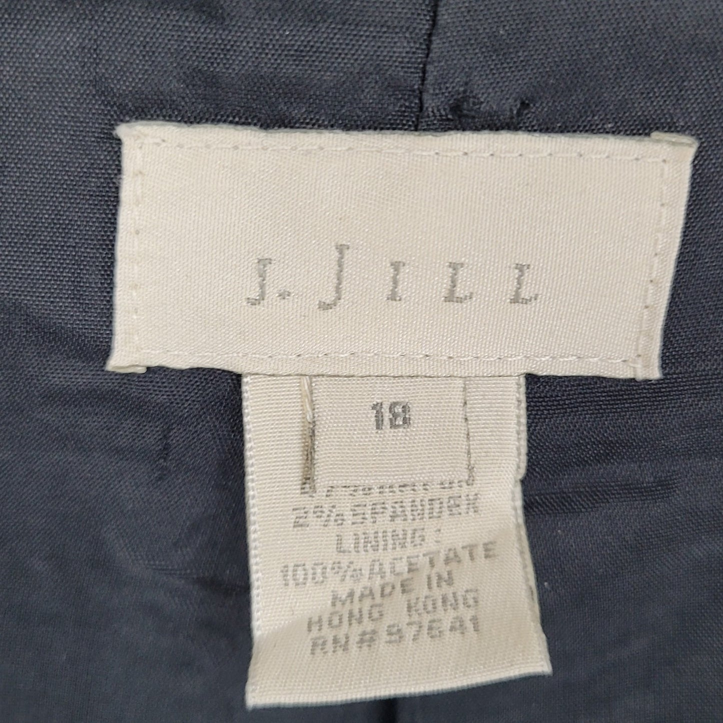 VTG J. Jill Black Wool Blend Stretch Lightweight Buttoned Lined Coat Size 18
