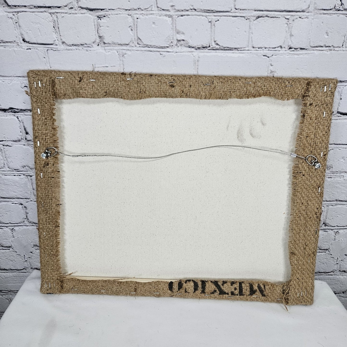 Royal Decaf Coffee Authentic Burlap Sack Wrapped Canvas Wood Framed Art 16 X 20